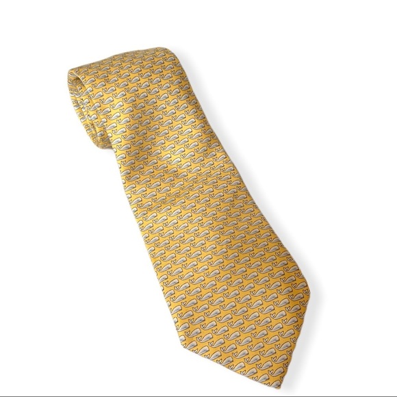 Alan Flusser Yellow/Grey Whale Tie Silk - Picture 1 of 5